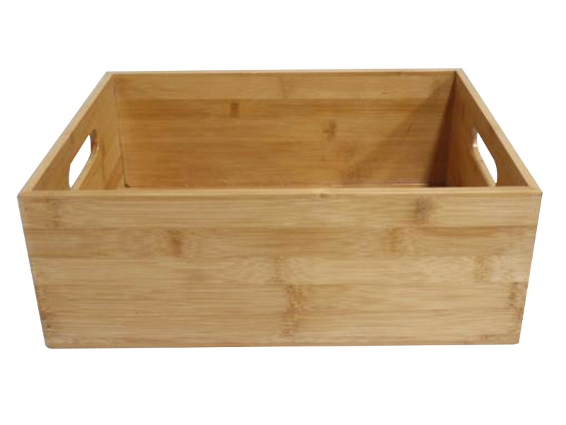 Bespoke Rectangular Bamboo Storage Bin with Cutout Handles